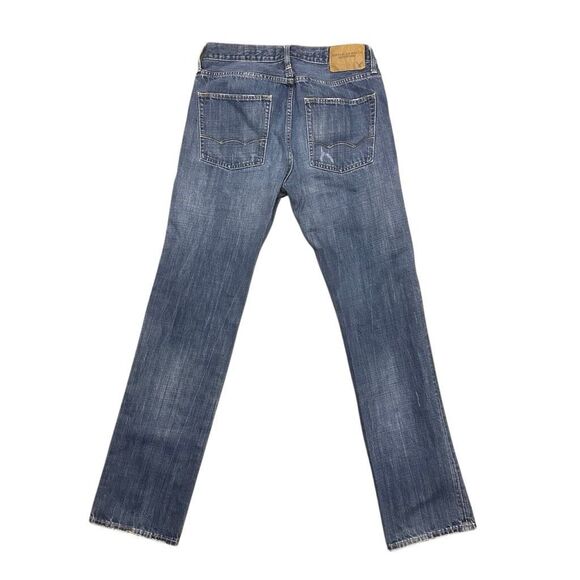 American Eagle Outfitters Blue Slim Straight Jeans Size 30/34 Distressed Denim - Picture 4 of 15